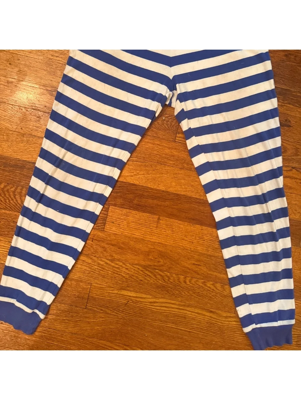 Leveret Women's Large Blue and White Striped Leggings